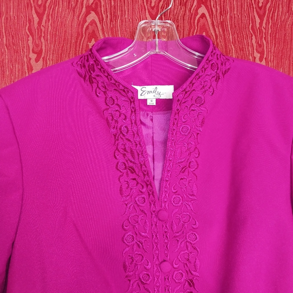 EMILY 2 Piece Long Sleeve Button Skirt Suit Women's Sz 18 - Picture 3 of 16